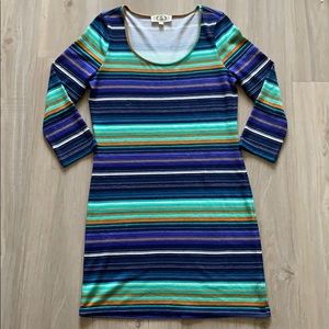 Stripe 3/4 Sleeve Dress
